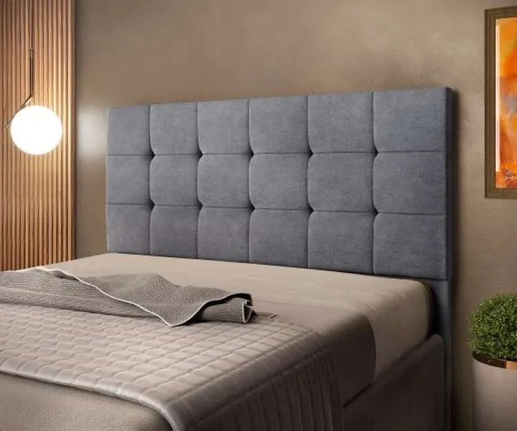 Cabeceira Solteiro Ana 90 SR Cabec — Veludo Suede Cinza