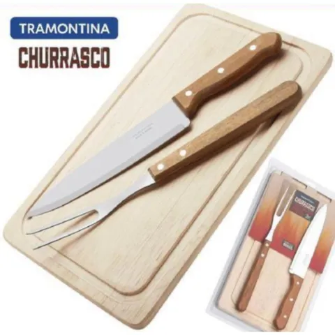 Jogo Trinchante para Churrasco Inox 3Pcs Naturale Tramontina