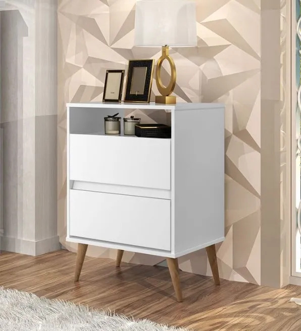 Mesa de Cabeceira Lotus 2G1N J&A Moveis — Branco