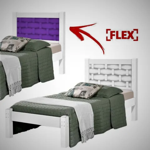 Cama Solteiro Laila Branco.Lilas Flex J&A Moveis