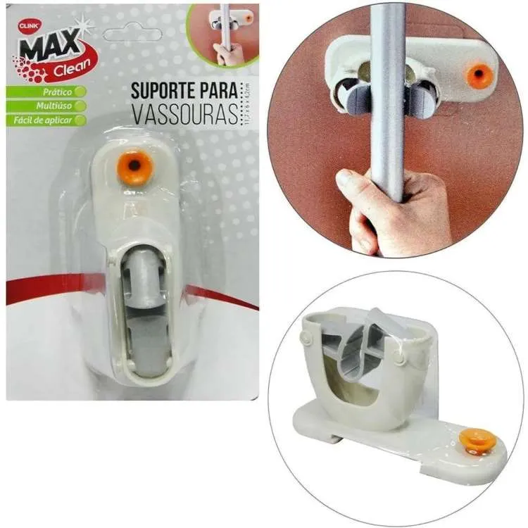 Suporte para Vassouras Platico 11,7x6x4,2cm Clink — Branco