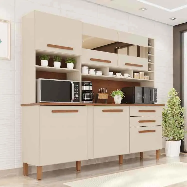 Kit Cozinha Alexia BPW 6P2G com Espelho Arenas BPW Imop — Branco Neve