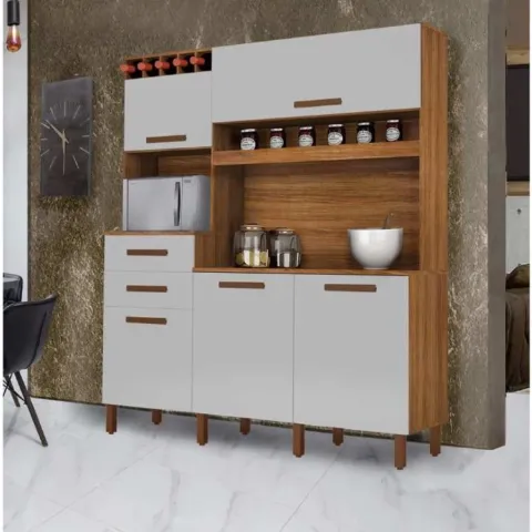 Kit Cozinha Franca 4P2G Freijo.Branco Arte Moveis