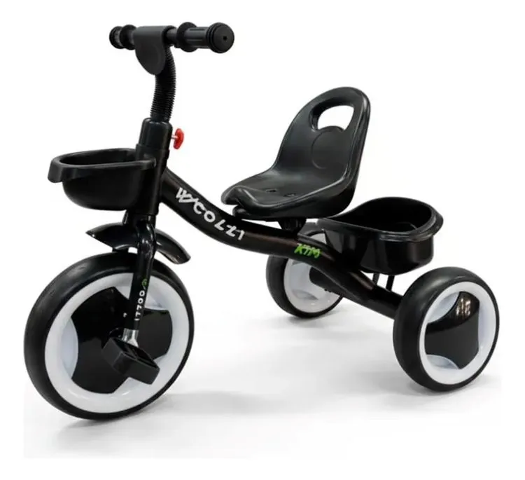 Triciclo Infantil Colli Kim com Cestinha Aro 12 Preto Fosco Cod 94.11D EM Colli — Triciclo Kim - Preto Fosco