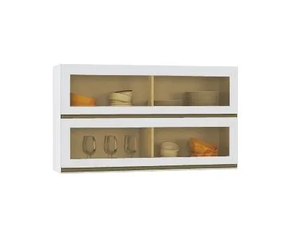 Aereo Perola 2P Basculante 120 com Vidro Branco Poquema — Aereo Basculante 2P Vidro 120 - Branco