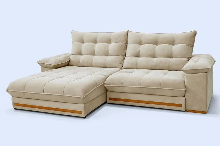 Estofado Retratil Reclinavel Barcelona 230 2x90 mais Braço 25cm Linho Gelo Idealle — Vel Bege Claro 02
