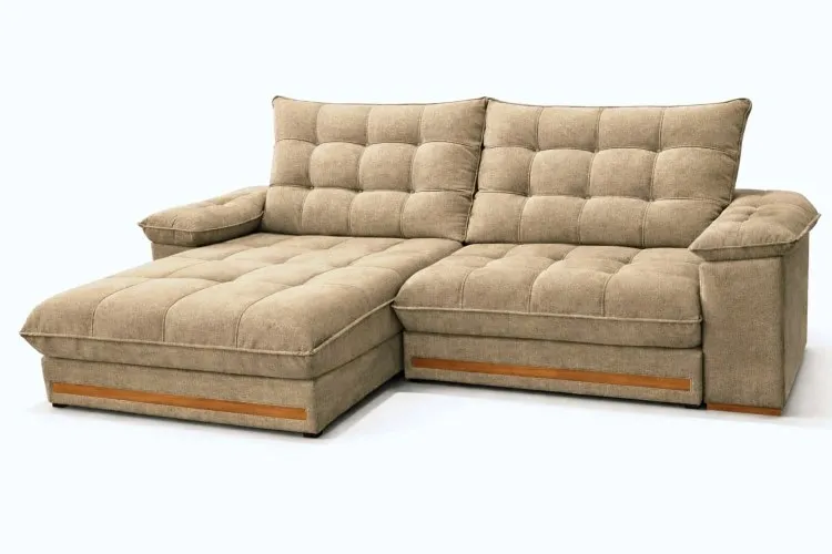 Estofado Retratil Reclinavel Barcelona 230 2x90 mais Braço 25cm Linho Gelo Idealle — Linho Bege 01