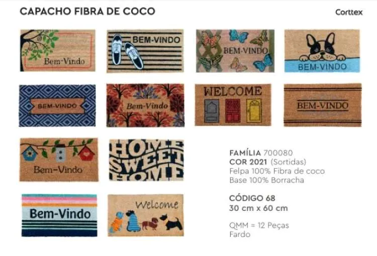 Capacho Fibra de Coco 30x60 Sortidas Corttex — Capacho Fibra de Côco - Sortidas