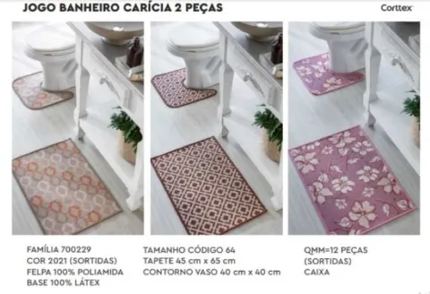 Jogo de Banheiro Caricia 2Pcs Sortidas Corttex