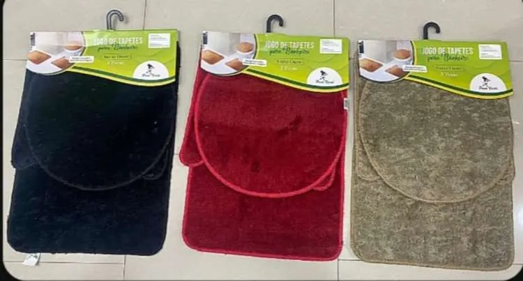Jogo de Banheiro Luxo 3Pcs Cores Sortidas Pena Verde — Jogo de Banheiro Carícia 3Pcs - Sortidas
