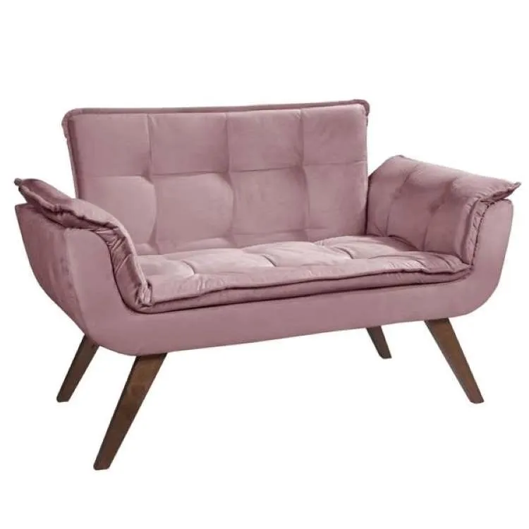 Poltrona Namoradeira Opalla Veludo Suede Vermelho Shalom — Veludo Suede - Salmão