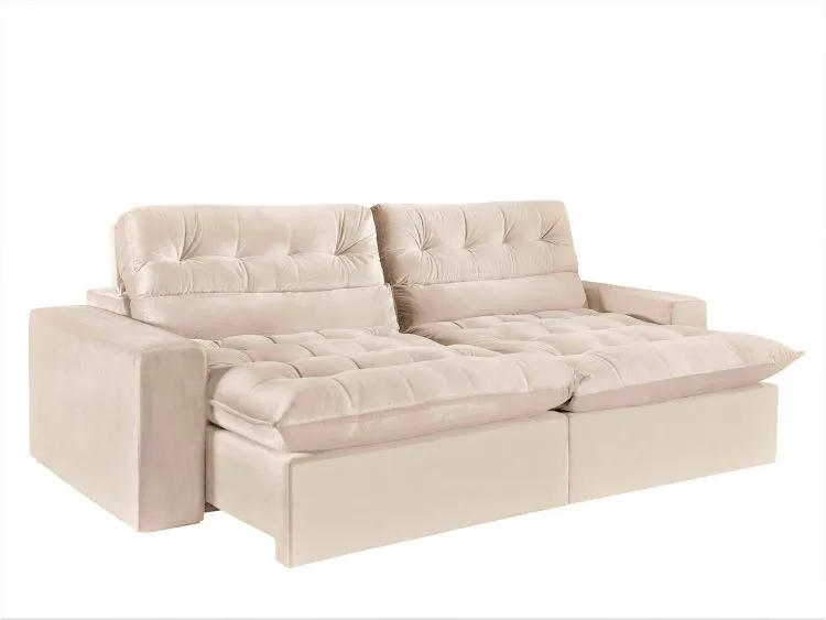 Estofado Retr Colorado 230 2x90 Bege Inca 02 Idealle — Veludo Bege