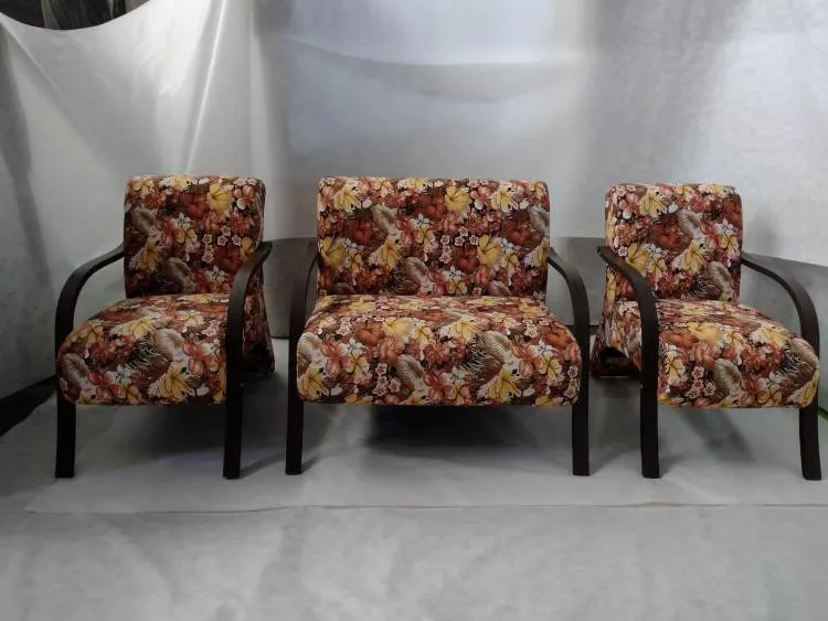 Conj Poltronas Roma Mad 2.1.1Lgs Veludo Floral Decorar — Conj Poltrona Mad 2.1.1Lgs - Floral