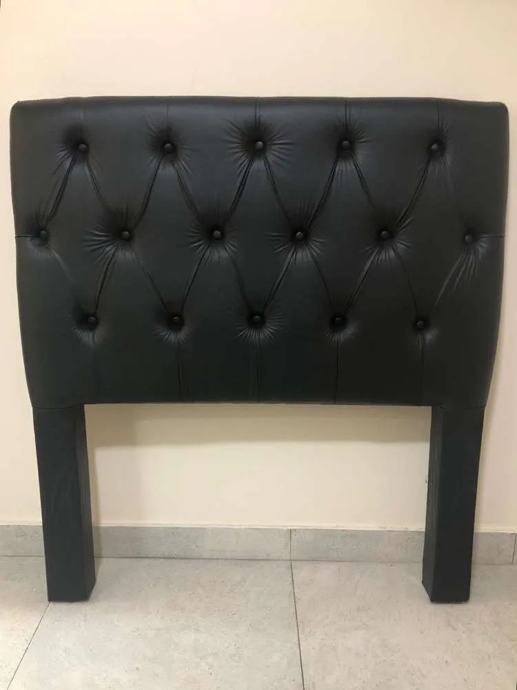 Cabeceira Casal Hera 140 Veludo Suede Marrom SR Cabec — Corino - Preto