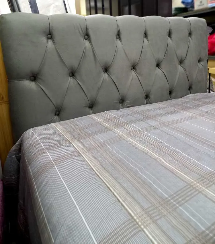 Cabeceira Solteirao Hera 110 Veludo Suede Marrom SR Cabec — Veludo Suede - Cinza