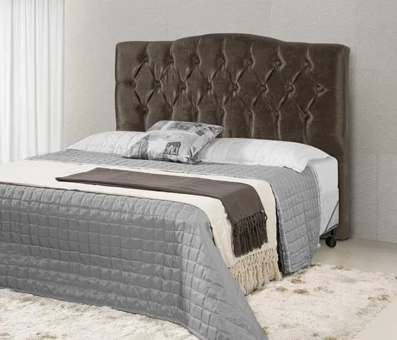 Cabeceira Queen Qebec 160 Corino Branco SR Cabec — Veludo Suede - Marrom
