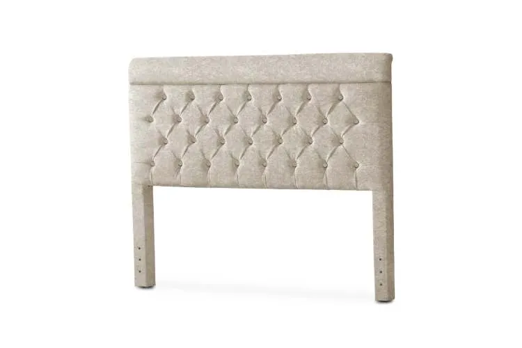 Cabeceira Casal Capri 140 Corino Branco SR Cabec — Veludo Suede - Bege