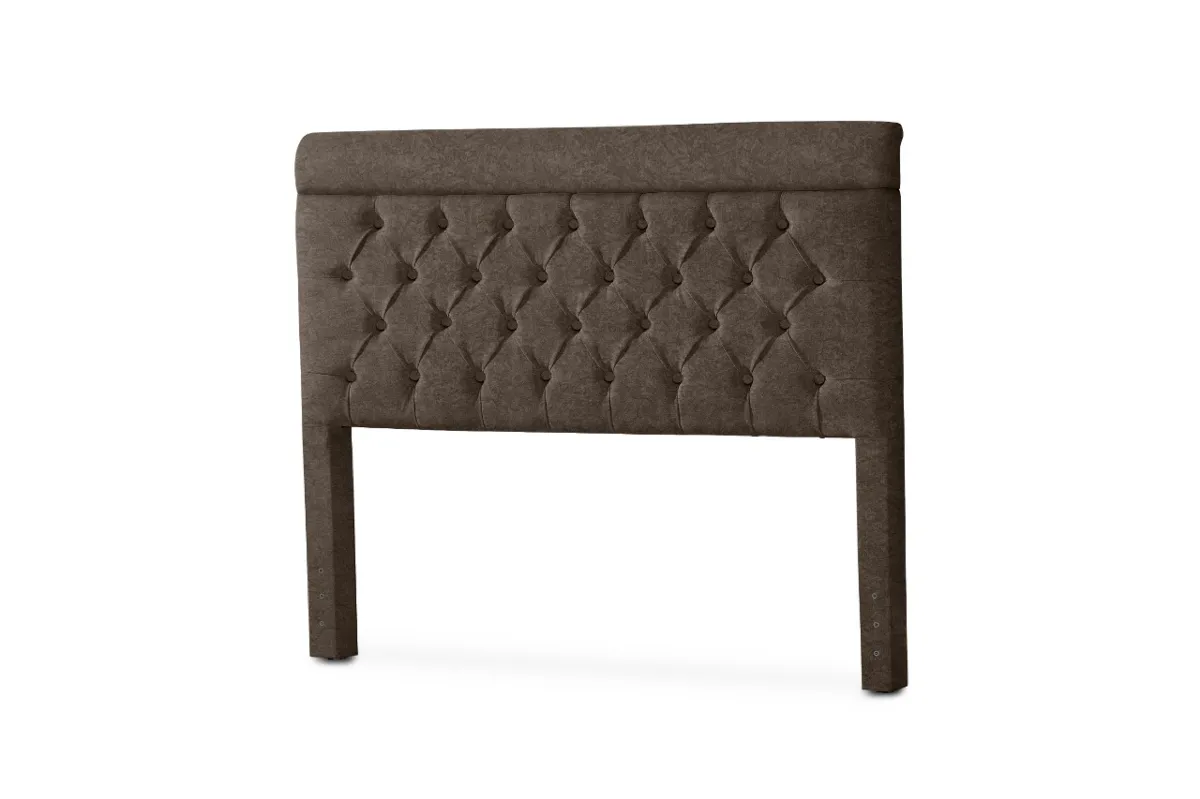 Cabeceira Solteiro Capri 90 Corino Branco SR Cabec — Veludo Suede - Marrom