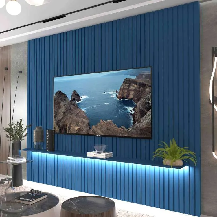 Painel Nobre Ripado 230 1Prateleira com LED Naturale Gelius — Painel Nobre Ripado 230 - Azul Royal