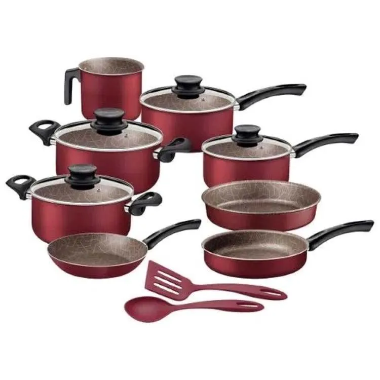 Jogo Panelas Paris Aluminio 10Pcs Vermelho Tramontina — Jogo Planela 10 Peças - Vermelho