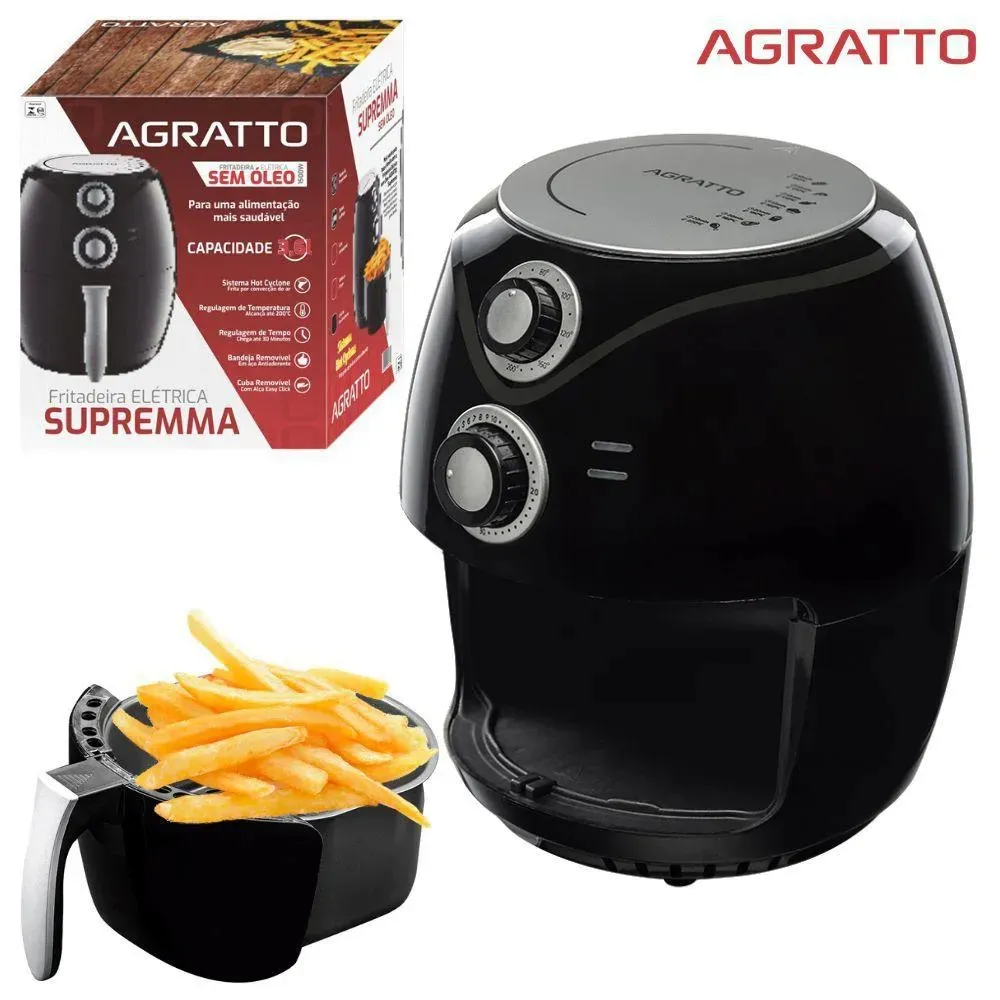 Fritadeira Air Freyer Supremma 3,6L FES 01 1400W 127v Preto Agratto — Fritadeira Air Freyer 3,6L - Preto