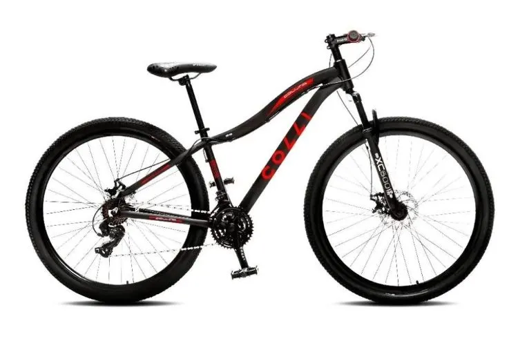 Bicicleta Colli Saphira Aluminio Aro 29 Freio a Disco Cambio Tras Shimano 21V Preto Fosco.Vermelho Cod 552 81D EM Colli — Bicicleta Saphira - Preto Fosco/Vermelho