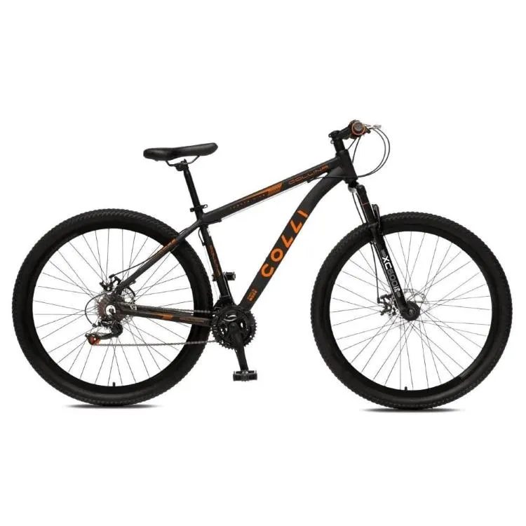 Bicicleta Colli Collina Aro 29 TM 17 Aluminio Cambio Tras Shimano 21V Preto Fosco.Amarelo Neon Cod 672 73D EM Colli — Bicicleta Collina - Preto Fosco/Laranja Neon