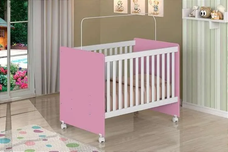 Berco Mini Cama Catatau New 70 Rosa.Branco J&A Moveis — Rosa/Branco