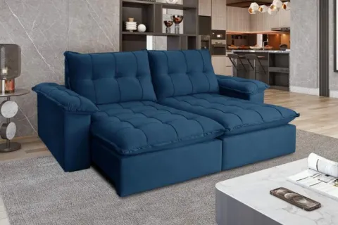Estofado Retratil Reclinavel Iriri 250 2x100 Vel Azul 24 Idealle
