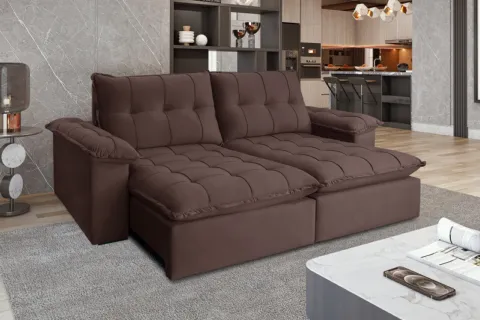 Estofado Retratil Reclinavel Iriri 230 2x90 Vel Marrom 17 Idealle