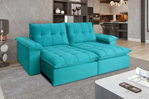 Estofado Retratil Reclinavel Iriri 290 2x120 Veludo Tiffany Idealle