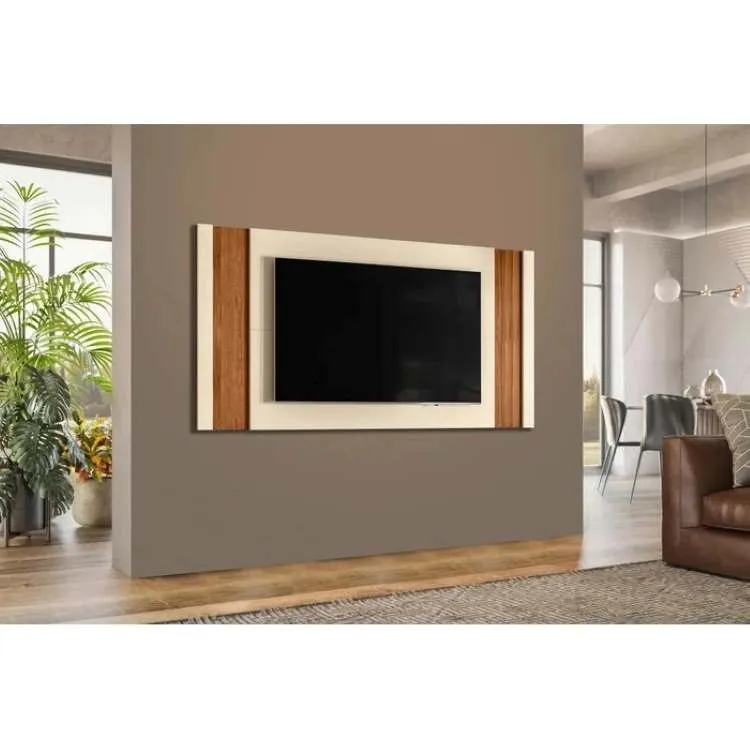 Bancada New Aurora 188 1P2N Mobler — Painel Extens Real - Peróla Metal/Cina Mel