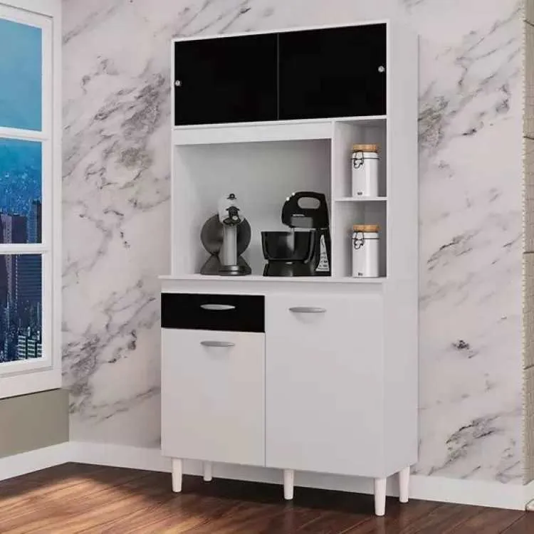 Kit Cozinha Duda 90 4P1G Interior.Medidas Poquema — Branco/Preto