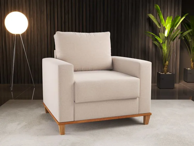 Poltrona Living Runa Linho Bronze Viero — Linho - Bronze