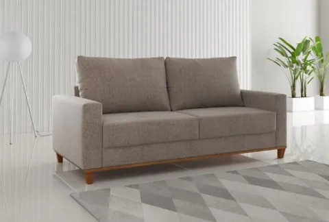 Estofado Living Miami 180 3 Lgs Linho Kaki Viero