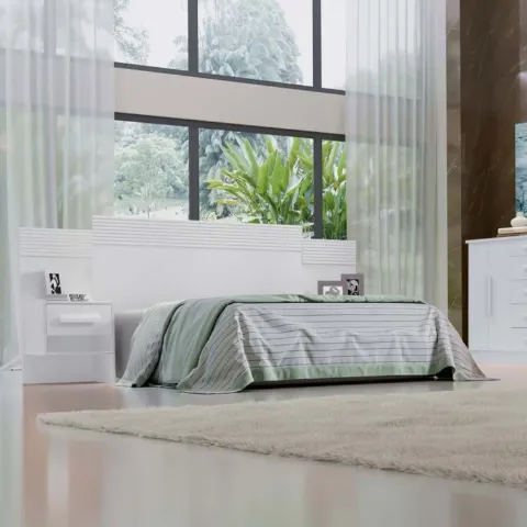 Cabeceira Casal Marselha 140 Branco com Detalhe Ripado D Doro