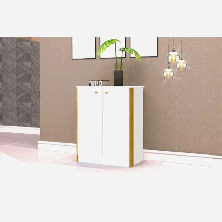 Balcao Office 2P Nature.Preto J&A Moveis — Branco/Nature
