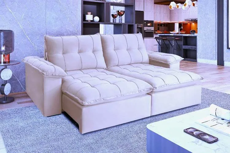 Estofado Retratil Reclinavel Iriri 190 2x70 Linho Bege 01 Idealle — Iriri 190 - Linho Bege 01