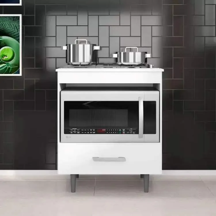 Balcao de Cozinha para CookTop 1G 4 Bocas Poliman — Branco Alecrim