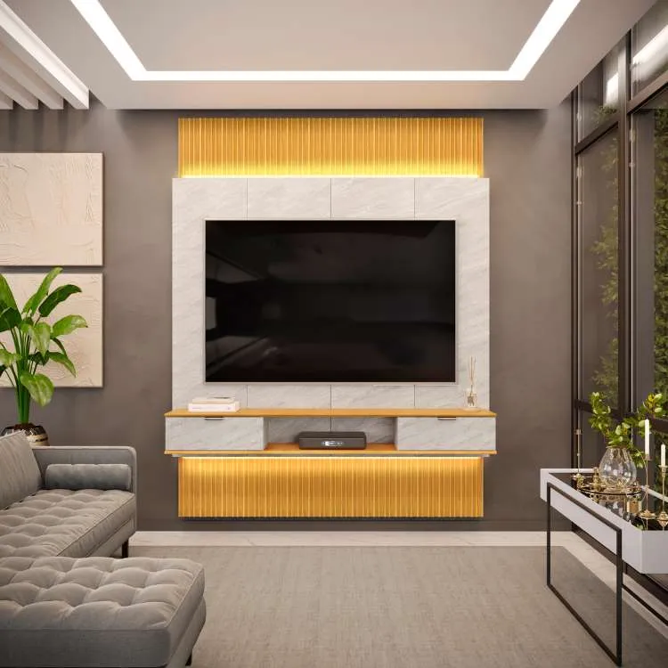 Painel Extensivel Hit 1900 Cedro.Quartzo DJ Moveis — Cedro/Quartzo