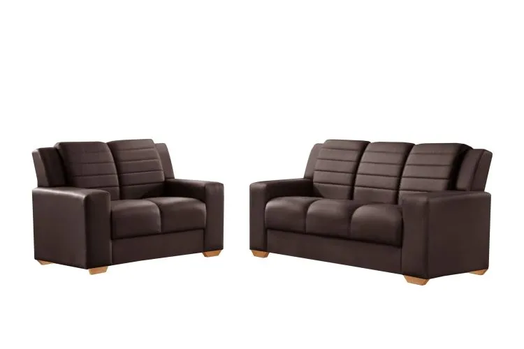 Conjunto Estofado Monaco 2x3Lgs Top Estofados — Tec 001 Corino Marrom