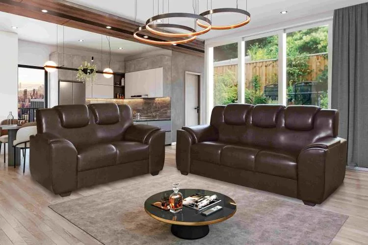 Conjunto Estofado Leblon 2x3Lgs Tec 001 Corino Marrom Top Estofados — Tec 294 - Veludo Suede Marrom
