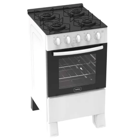 Fogao Ares Glass 4 Bocas Mesa de Vidro Temperado Branco Realce Eletrodomesticos