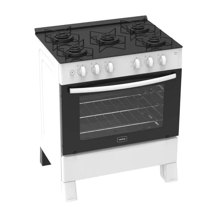 Fogao Ares Glass 5 Bocas Mesa de Vidro Temperado Branco Realce Eletrodomesticos — Fogão Ares Glass 5B - Branco