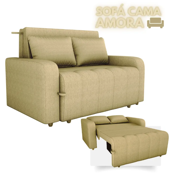 Sofa Cama MX Amora New 1 Estagio Matrix — Linho Bege 486