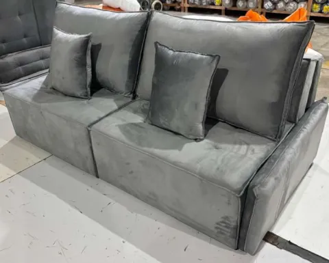 Sofa Cama Saquarema 212 2xModudos 100 Brc 6m Veludo Inca Grafite 10 Idealle