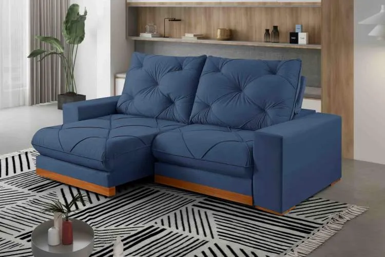 Estofado Retratil Reclinavel Buzios 290 2x120 Brc 25cm Veludo Inca Bege Claro 02 Idealle — Veludo Inca - Azul 24