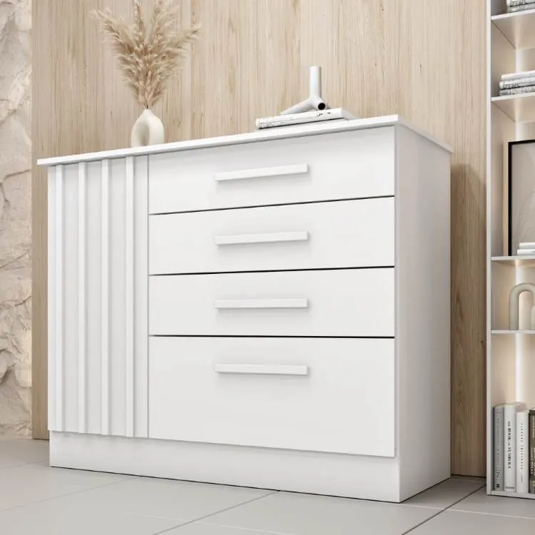Comoda Chade.Guarani 4G1P Cinamomo Ripado.Off White TCIL — Branco Neve Ripado