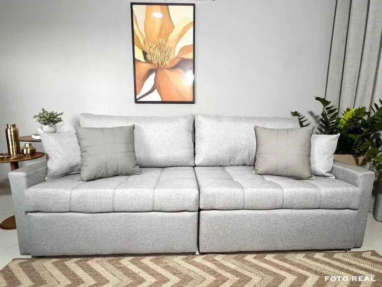 Sofa Cama Monaco 200 2x90cm mais Braco 10cm Orthobox — Linho Cinza