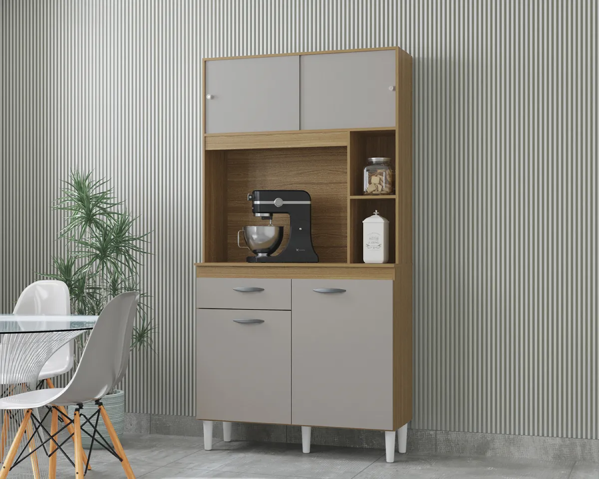 Kit Cozinha Duda 90 4P1G Interior.Medidas Poquema — Damasco/Off White